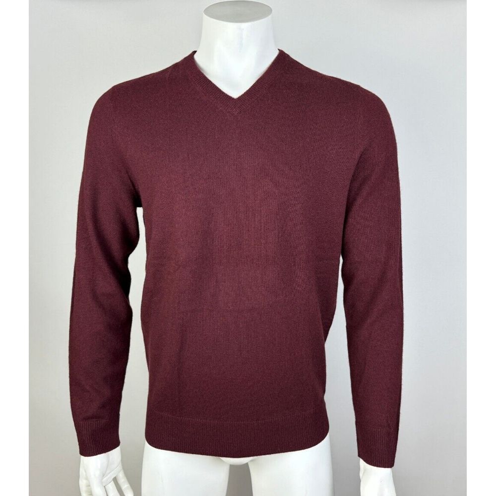 Artefact Cashmere Pullover‎ Sweater Mens M EUC Knit Long Sleeve V-neck Burgundy